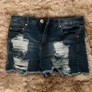 Ripped Jean short shorts